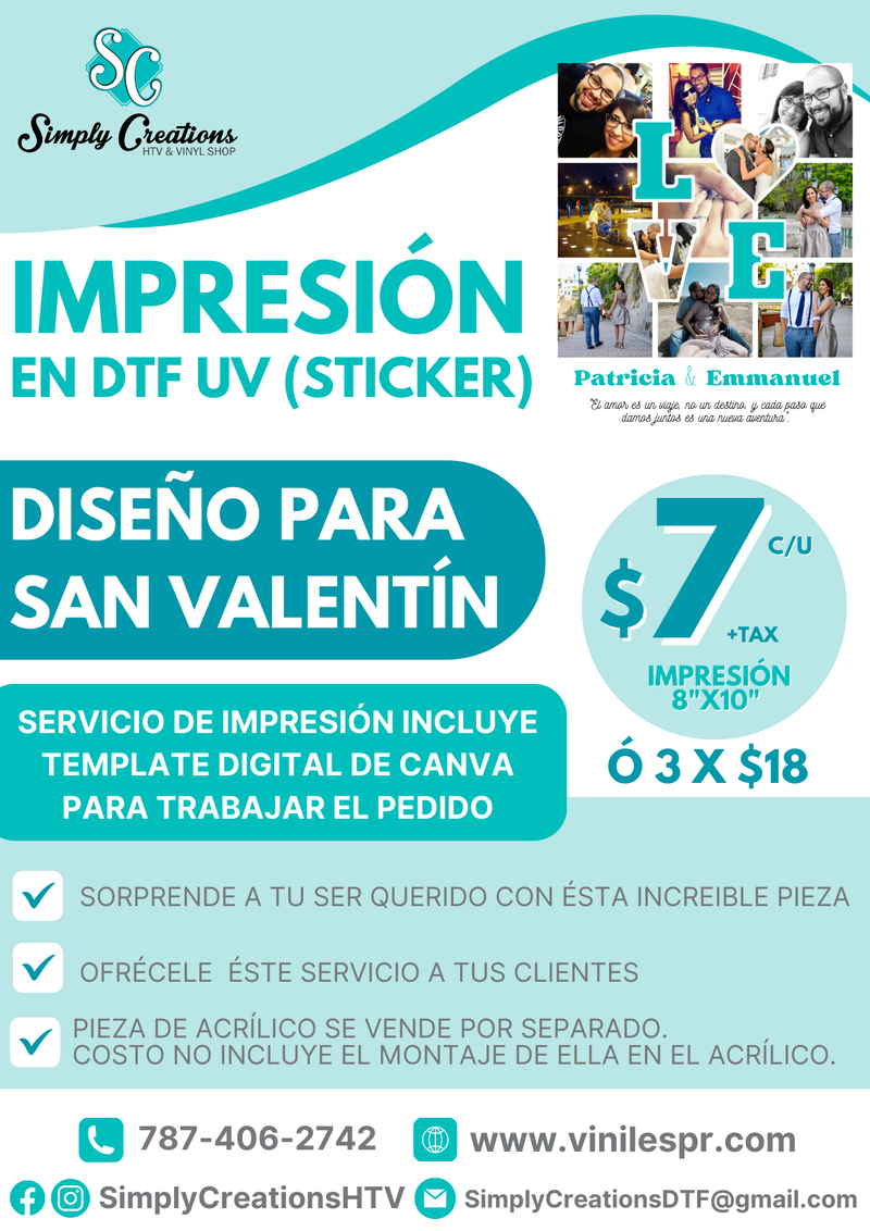 Impresión DTF UV - San Valentín 💖